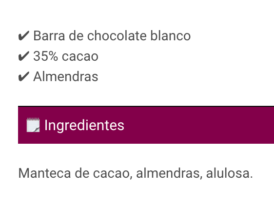 Chocolate keto blanco almendras 35% cacao 40g