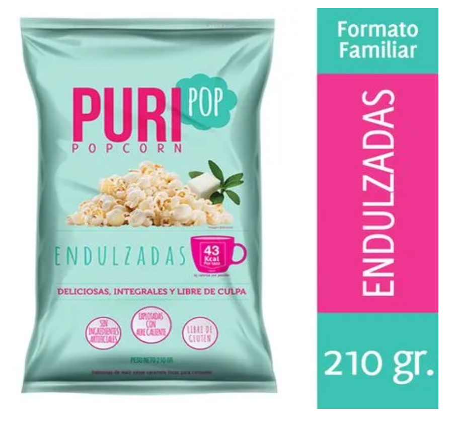 Puripop - Popcorn endulzadas (sin gluten, vegano) 210 gr.