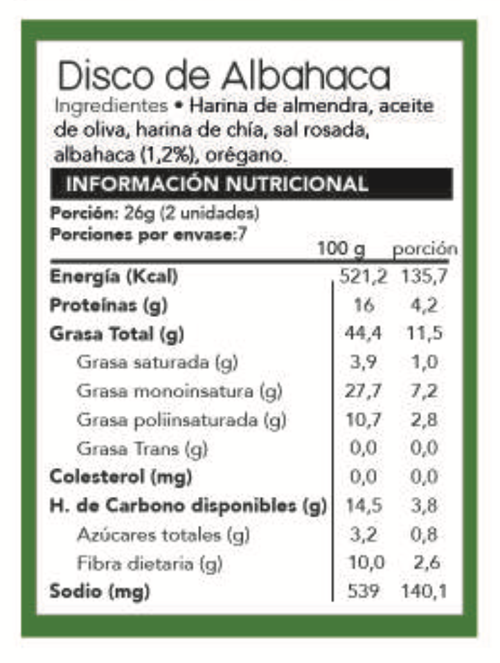 Discos de Albahaca KETO (sin gluten, vegano) 150g