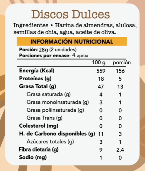 Fain - Discos Dulces Keto De Almendra (sin Gluten, Vegano) 20g