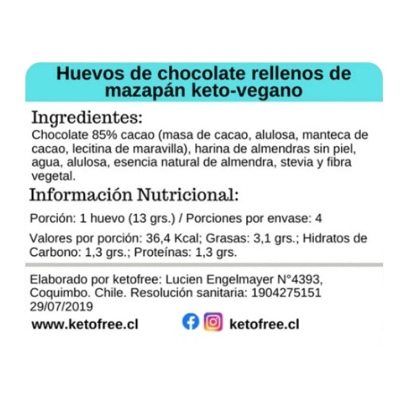 Keto Free - Mazapán chocolate KETO (vegano, sin gluten) 42g