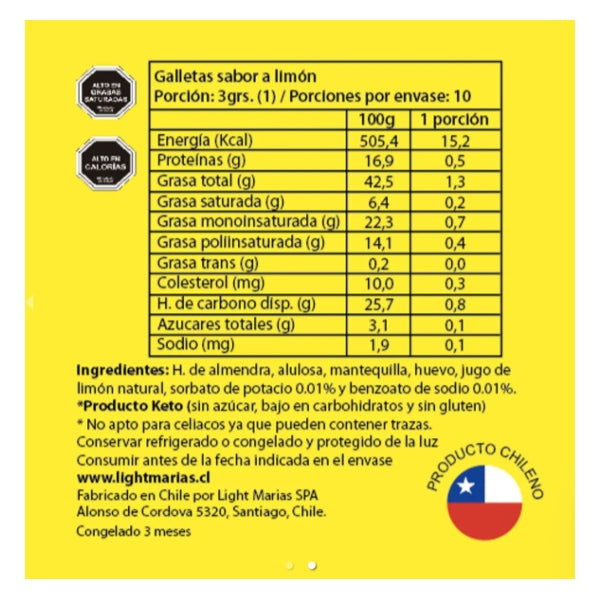 Light Marias - Limonketo mini galletas KETO sabor limón 50g