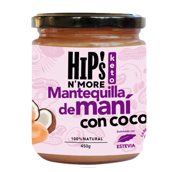 Hips'n More - Mantequilla keto de maní con coco 450g