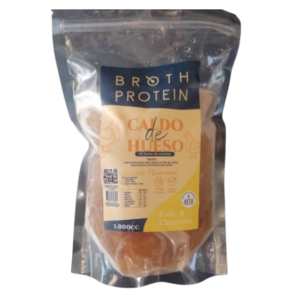 Brothprotein - Caldo de hueso KETO pollo y cúrcuma 1 Lt - 36 hrs de cocción