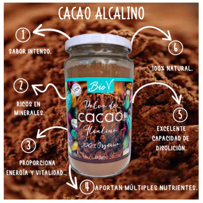 BioV - Polvo de cacao orgánico 240 gr