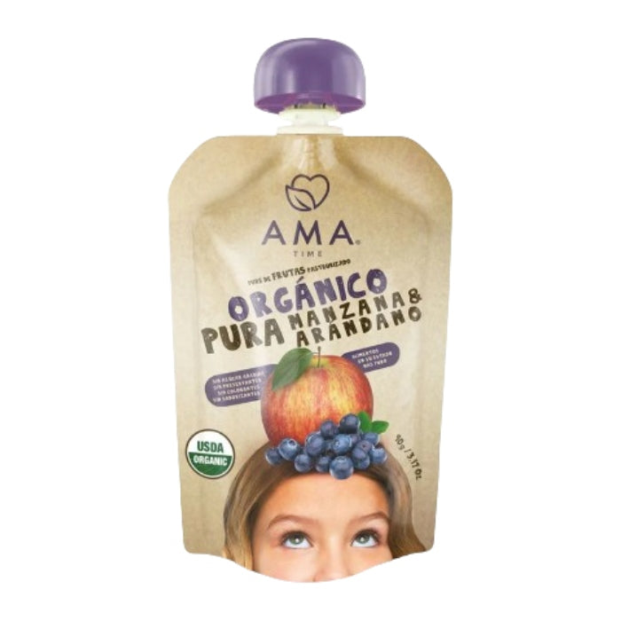 AMA · Puré de Manzana y Arándano orgánico