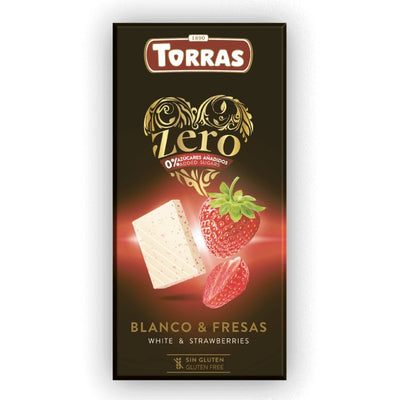 Torras - Chocolate zero blanco & fresas (sin azúcar o gluten) 100g