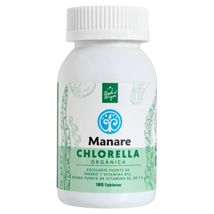 Manare · Chlorella orgánica 180 tabletas