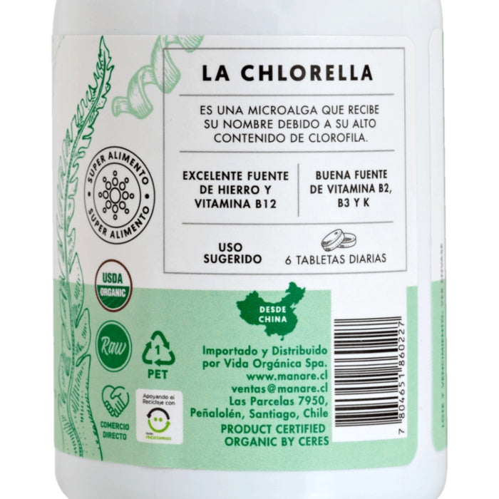 Chlorella orgánica 180 tabletas