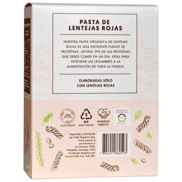 Manare · Espirales de Lentejas Rojas 250g