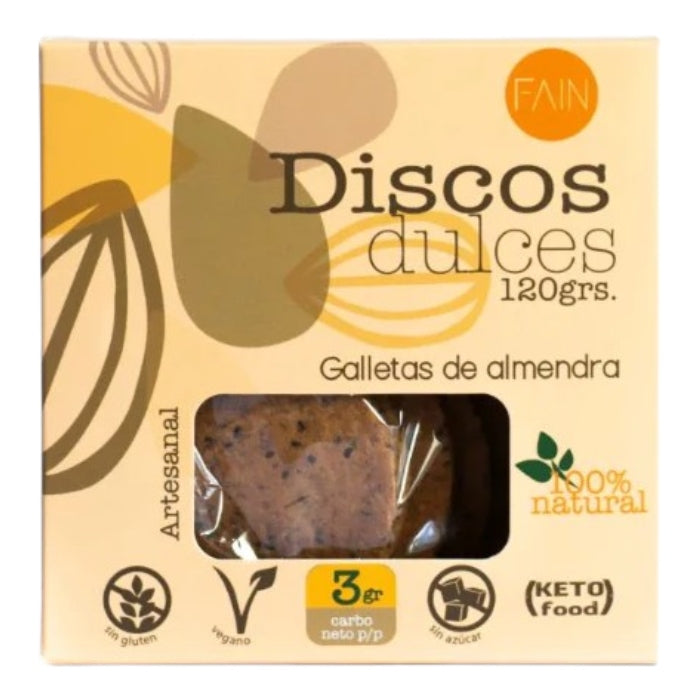 Fain - Discos Dulces Keto De Almendra (sin Gluten, Vegano) 20g