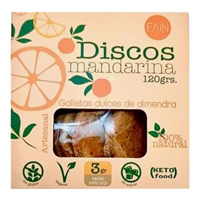 Fain - Discos Mandarina Keto De Almendra (sin Gluten, Vegano) 20g Fain