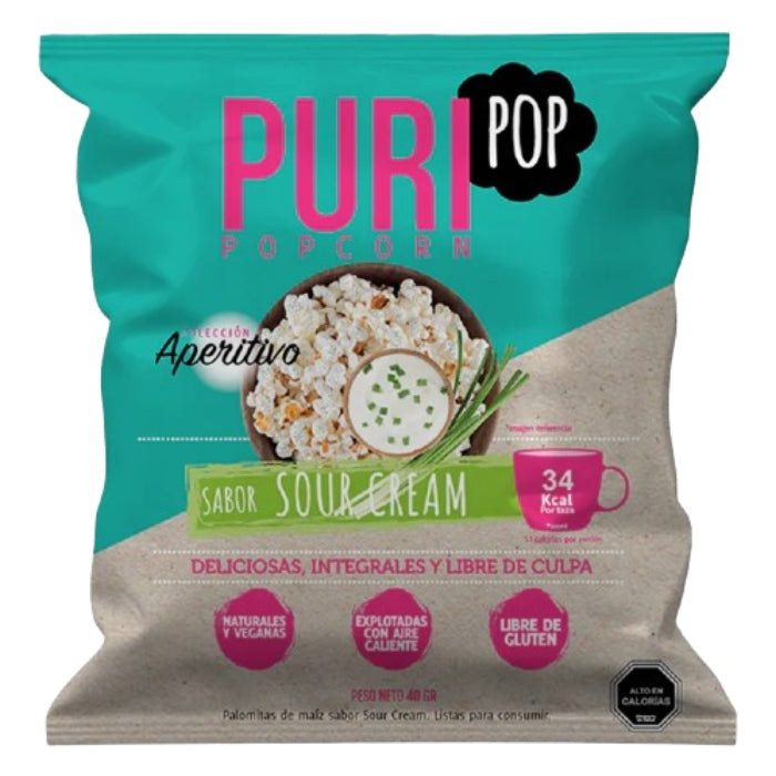 Puripop - Colección aperitivo sabor Sour cream (vegano, sin gluten) 40g