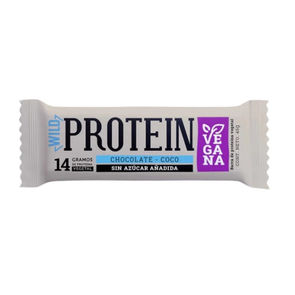 Wild Protein - Barra proteína chocolate coco (vegana, sin azúcar añadida) 16 unid.