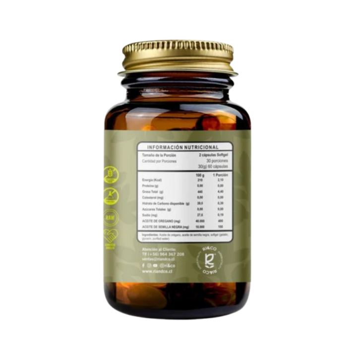 Aceite De Oregano 60 Cáps Soft Gel 90-95% De Carvacrol Ri&co