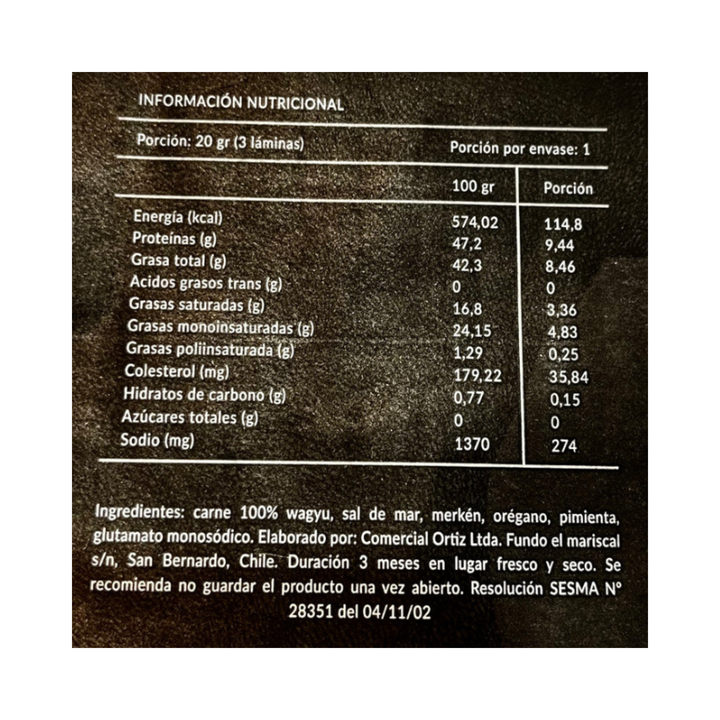 Charqui americano de Wagyu 20g
