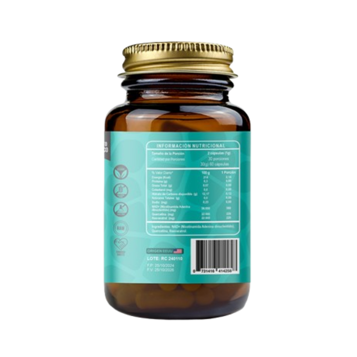 Cápsula NAD+ Quercetina y Resveratrol Rynco