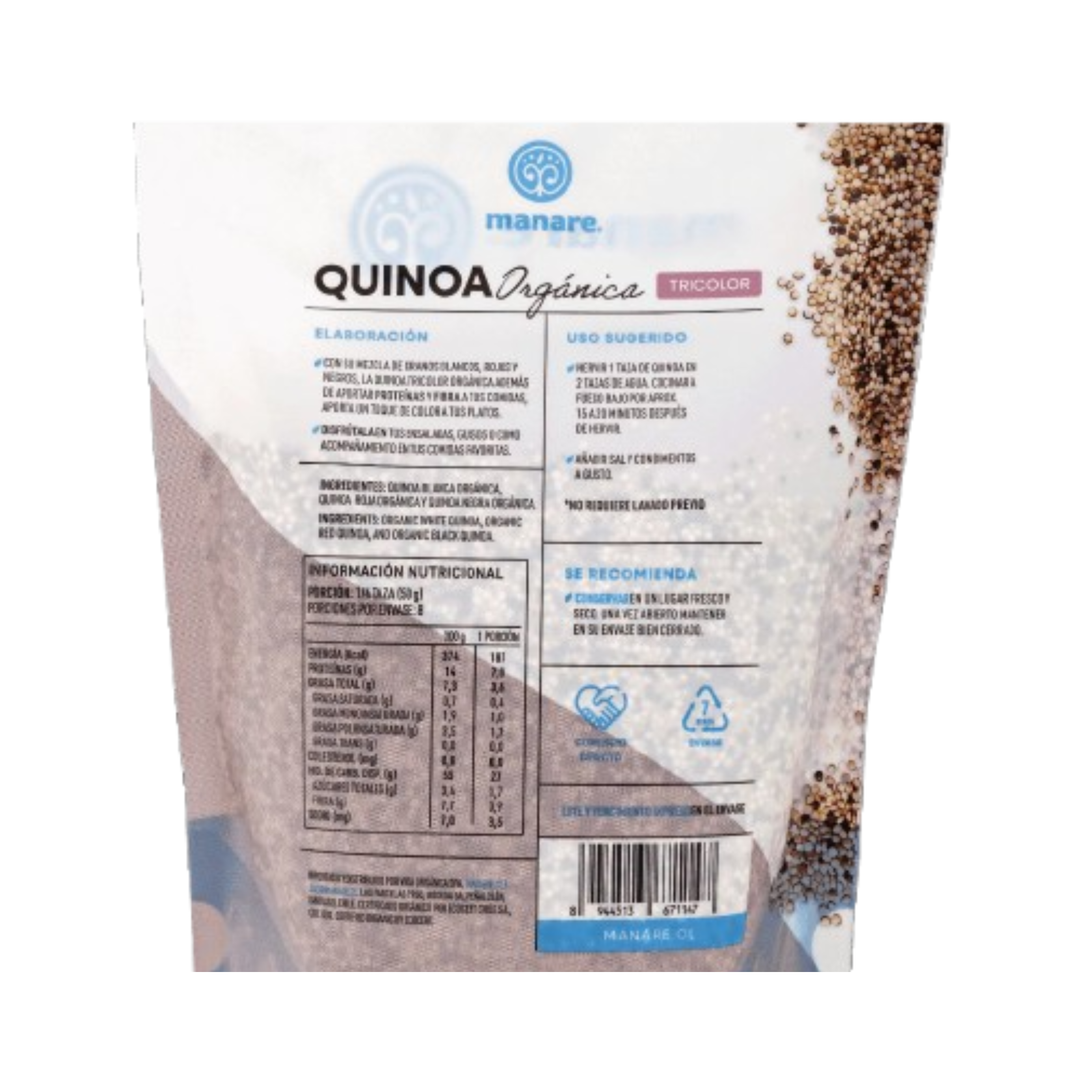 Quinoa Tricolor 400g Manare Orgánica