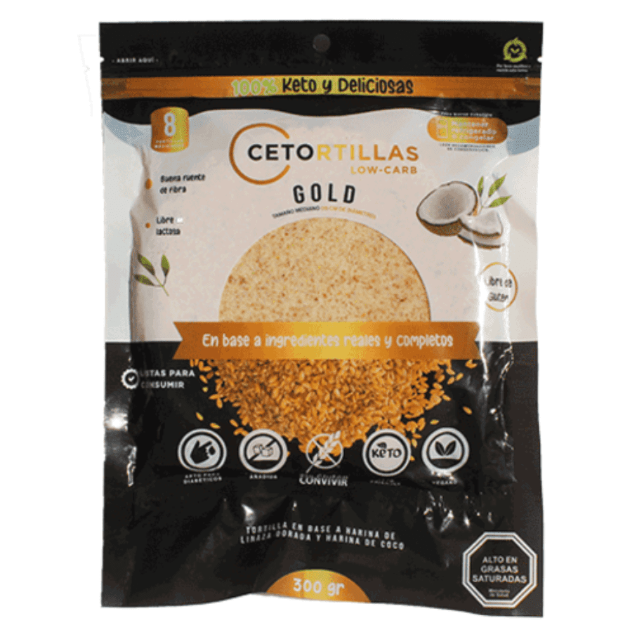 Cetortillas · Tortillas KETO Gold 8 unid. (vegano, sin gluten)