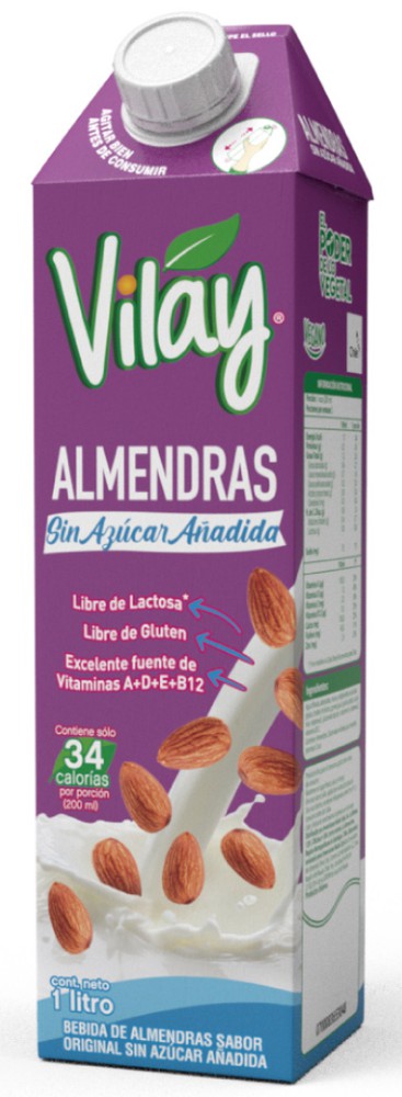 Vilay - Alimento líquido de Almendras 1L - Leche de almendras sin azúcar