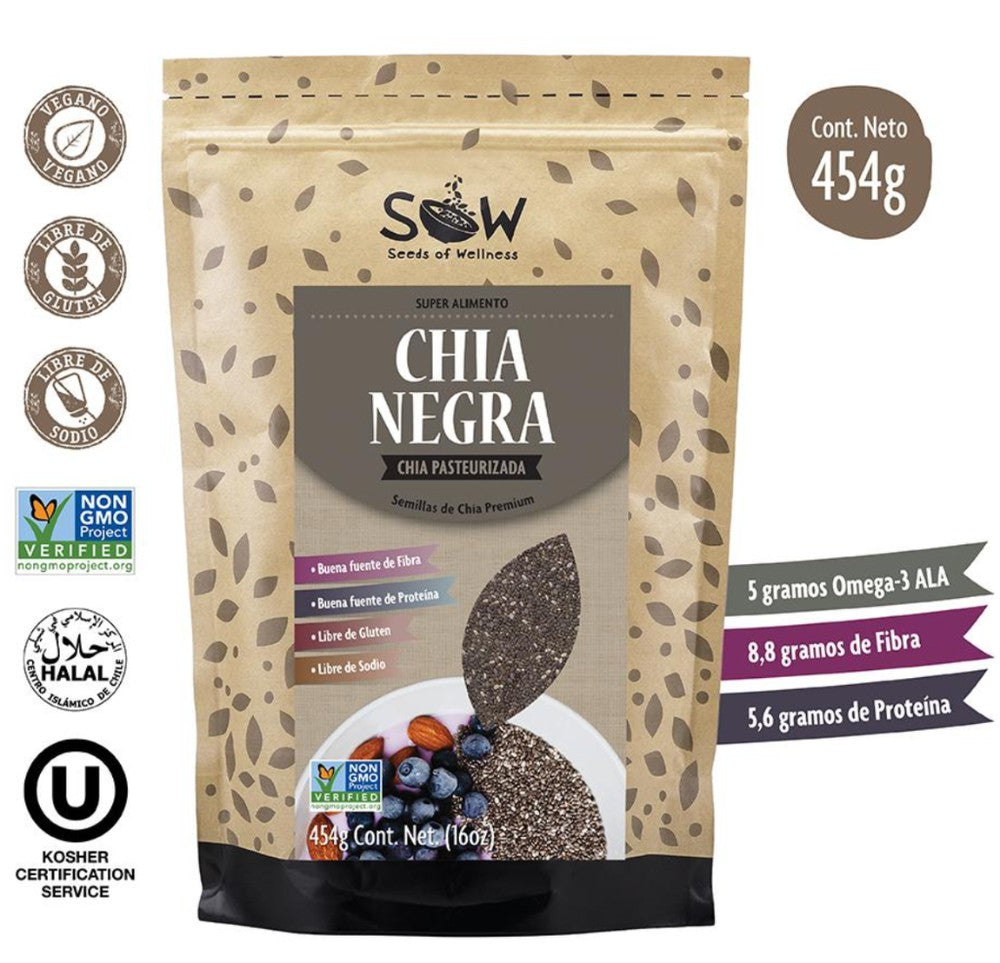 Sow - Chia negra premium 454 gr