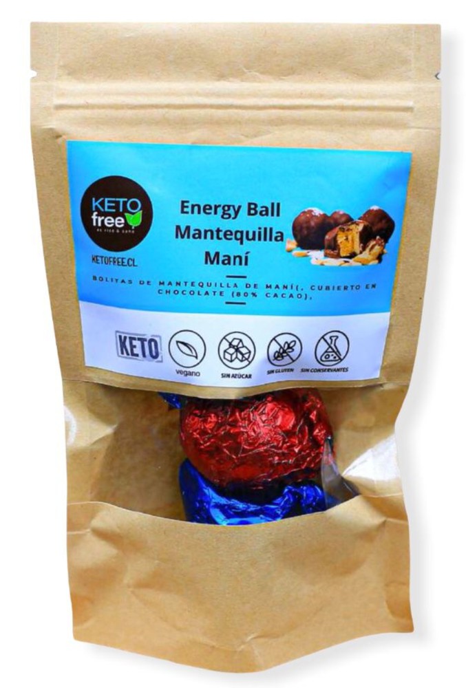 Keto Free - Energy Ball KETO Mantequilla de maní (vegano, sin azúcar o gluten)
