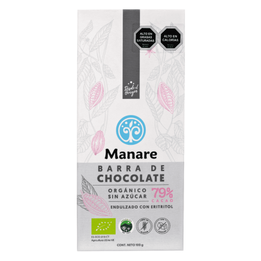 Manare · Chocolate Keto 79% cacao (orgánico, sin azúcar, sin gluten) 100 gr
