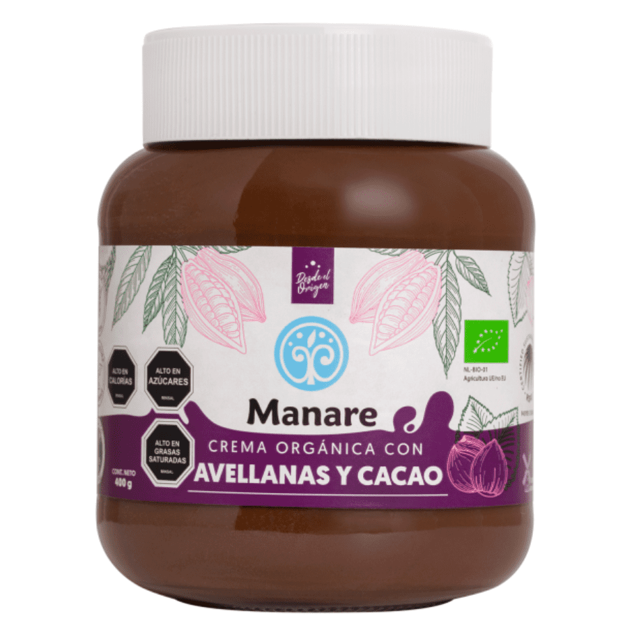 Manare · Crema orgánica con avellanas y cacao