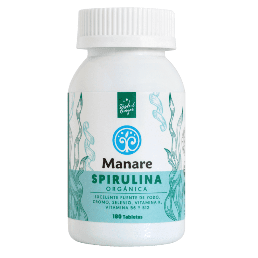 Manare · Spirulina orgánica 180 tabletas