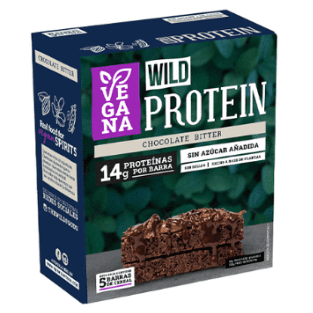 Wild Foods · Barra de proteína vegana chocolate bitter caja 05 unid