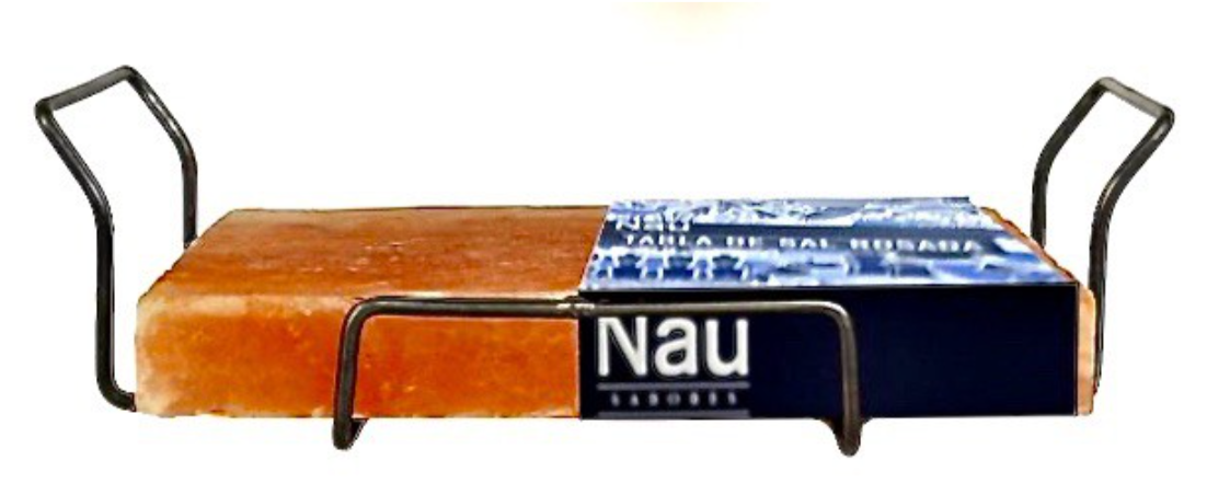 Nau - Plancha de sal rosada CON soporte metálico 20x20x3.9 cm