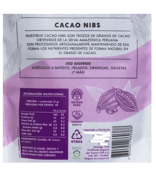 Cacao nibs orgánico 200g